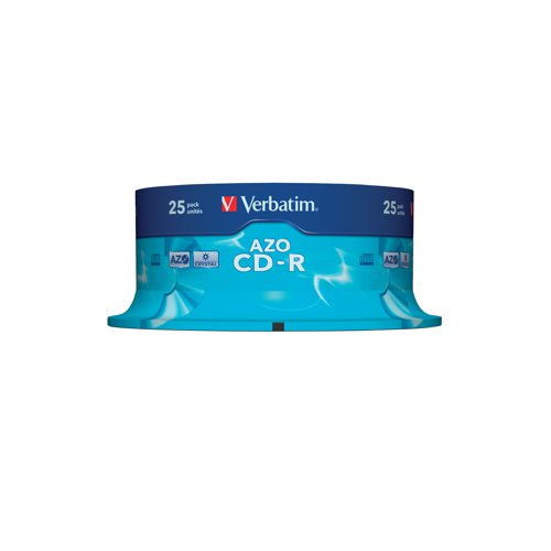Verbatim CD-R AZO 52x 700MB Crystal Spindle (Pack of 25) 43352 CD, DVD & Blu-Ray Disks VM43352