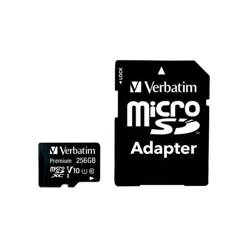Verbatim Premium Micro SDXC Card with Adapter 256GB C10/U1 44087 Flash Memory Cards VM44087