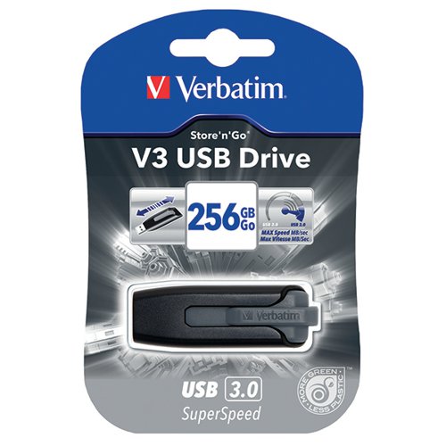 Verbatim Store n Go V3 USB 3.0 Flash Drive 256GB Black 49168