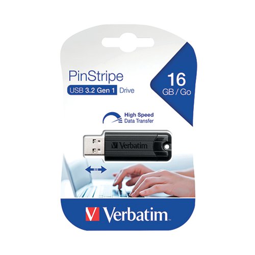 Verbatim (16GB) Store ‘n‘ Go PinStripe USB 3.0 Drive - Black