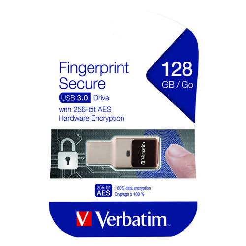 Verbatim Fingerprint Secure USB 3.0 Drive 128GB Aluminium 49339