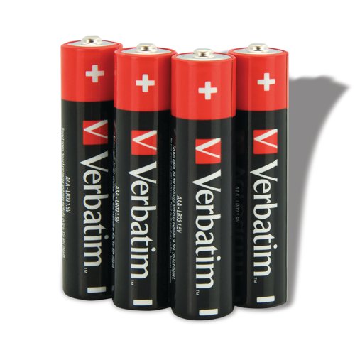 Verbatim AAA Alkaline Batteries (Pack of 4) 49500 Disposable Batteries VM49500