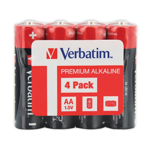 Verbatim AA Alkaline Batteries (Pack of 4) 49501 Verbatim