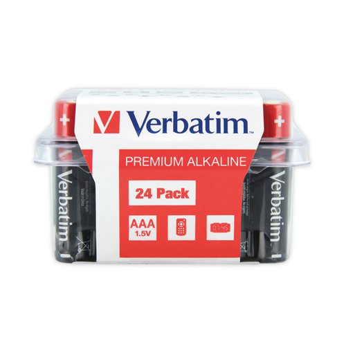 Verbatim AAA Alkaline Batteries (Pack of 24) 49504 VM49504 Buy online at Office 5Star or contact us Tel 01594 810081 for assistance