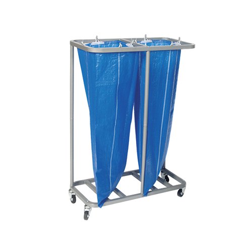 Manufactured from strong steel, with four rubber tyre swivel castors for easy manoeuvrability, this sack holder can hold 2 large mail sacks at one. This trolley holds the bag open for easy and quick access, and measures W788 x D406 x H1118mm. Sacks are not supplied with this trolley.