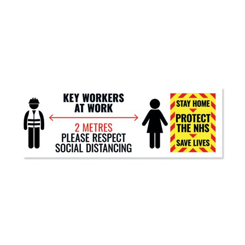 Social Distance Key Worker Sticker 450mm (Pack of 5) Keyworkerstick01