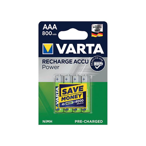 Varta AAA Rechargeable Accu Battery NiMH 800 Mah Pack 4 56703101404