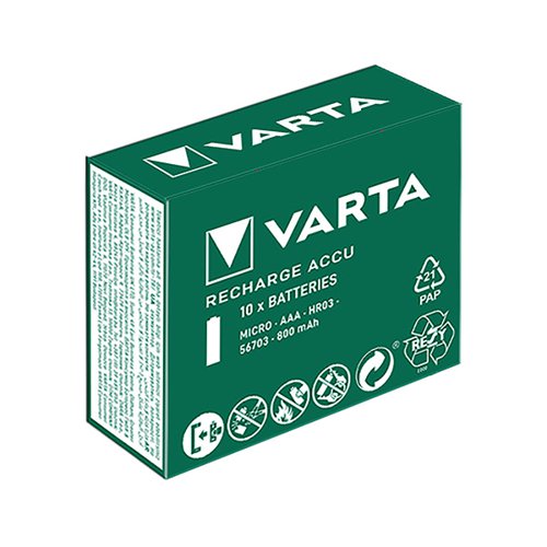 Varta Rechargeable Batteries AAA 800mAh (Pack of 10) 56703101111