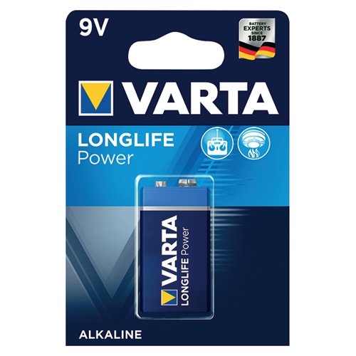 Varta 9V High Energy Battery Alkaline (10 year shelf life ideal for smoke detectors) 4922121411