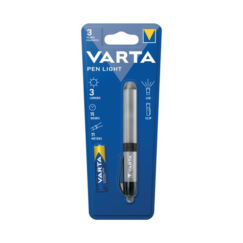 Varta LED Pen Light 15 Hours Run Time 1 x AAA Battery Silver 16611101421