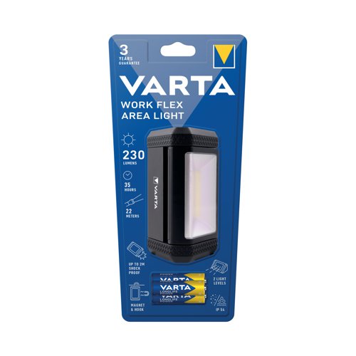 Varta LED Work Flex Area Light 35 hours Run Time 3 x AA Batteries Black 17648101421 Lighting VR97795