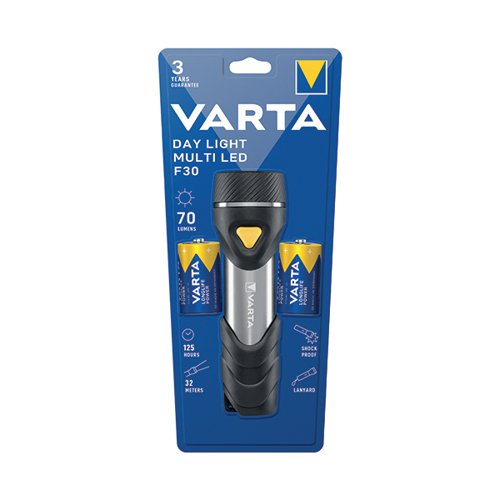 Varta Day Light Multi LED F30 Torch 2xD Battery 125 Hours Runtime Black/Grey 17612101421