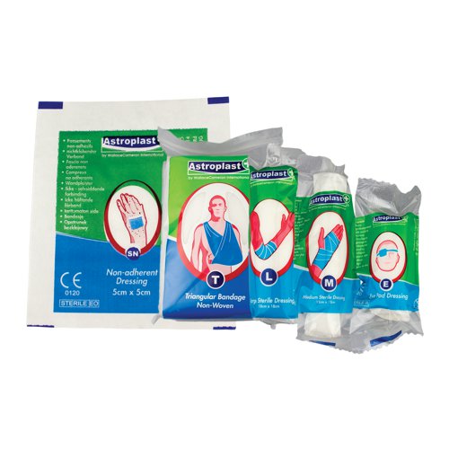This Wallace Cameron Medium Dressing contains sterile, non-absorbent pads with an extra long, fast edged conforming bandages to provide protection and provide initial protection from infection. The medium dressing measures 120x120mm. This pack contains 12 individually wrapped dressings, which is ideal for refilling first aid kits on your site.