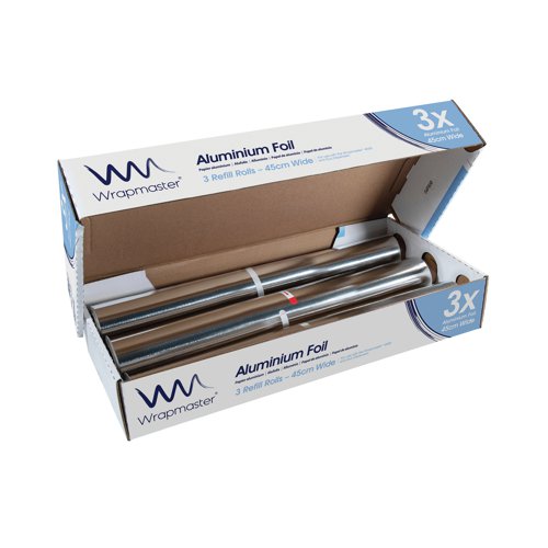 Designed especially as a refill for the Wrapmaster 4500 Dispenser, this foil roll is easily fitted into the dispenser for neat and tangle-free dispensing. Ideal for use in small business catering or for home use, the foil can be used for cold food storage or for covering hot food. Also used during cooking, the foil will collect any excess fats and will reduce mess. This roll is 90 metres long and will reduce wastage when used with the dispenser.