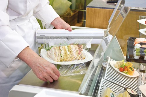 An ideal choice for professional catering, the Wrapmaster 1000 Dispenser provides an effortless solution to dispensing foil or cling film, with a neat and tangle free cut every time. The dispenser is safe and easy to use, with an enclosed cutting mechanism, which grips hold of the film or foil ready for the next use. It is hygienic and dishwasher safe, and will take Wrapmaster refills up to 300mm in width. An easy and hassle free way of dispensing your catering foil and film while reducing wastage.