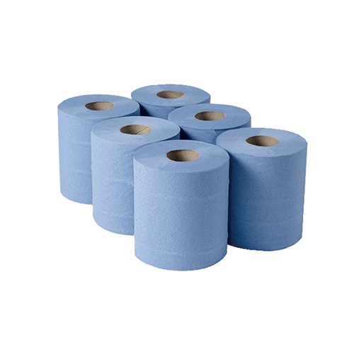 1-Ply Blue Centrefeed Rolls 300mx175mm (Pack of 6) 852660