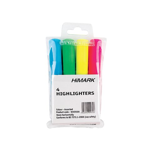 Hi-Glo Highlighters Assorted (Pack of 4) 7910WT4 Highlighters WX01116