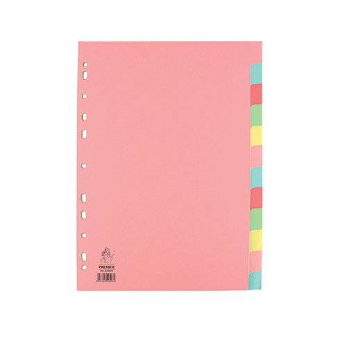 A4 Manilla Divider 12-Part Pink With Multi-Colour Tabs WX01515 - WX01515