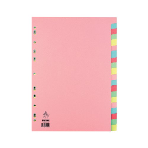 Everyday A4 Manilla Divider 20-Part Pink With Multi-Colour Tabs