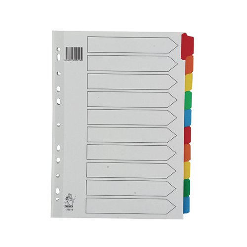A4 Mylar Divider 10-Part White With Multi-Colour Tabs WX01526 - WX01526
