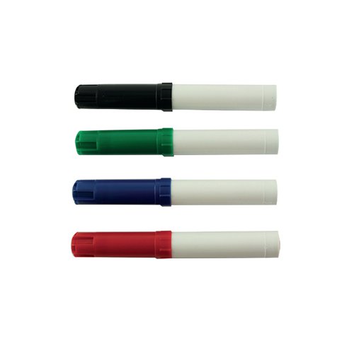 WX01551 | The simple white barrel ensures economical performance, with a bullet tip for a consistent medium-width line. The chunky coloured cap is grooved for a firm grip and fits neatly on the barrel for protection of the tip. Use with flipchart pads for brainstorming and meetings.