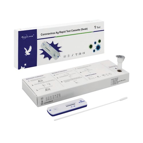 WX08229 | The Healgen Lateral Flow Test Kit is for the detection of Covid-19. These are individual tests, the pack contains everything required to carry out the test without the need for any additional equipment. Supplied complete with 1 test cassette, 1 extraction tube with buffer and tip, 1 sterile swab, one instruction manual. The portable tests are easy to use, offering visual results within in 15 minutes. Approved by Public Health England and validated by the UK Government, the tests detect proteins specific to a virus that appears in infected individuals which indicates an active infection.