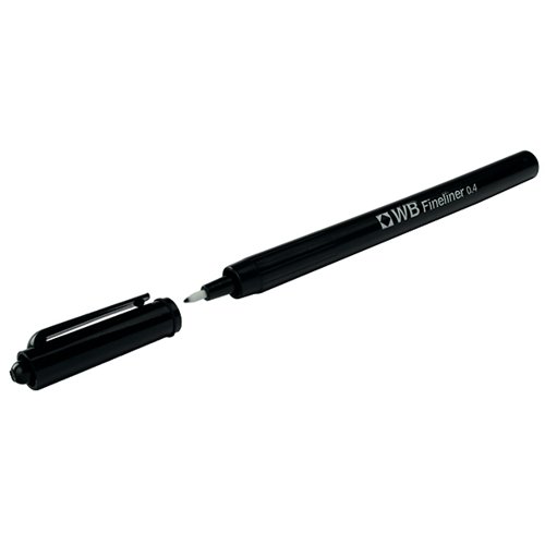 Fineliner 0.4mm Black Pens (Pack of 10) WX25007 Fineliner & Felt Tip Pens WX25007