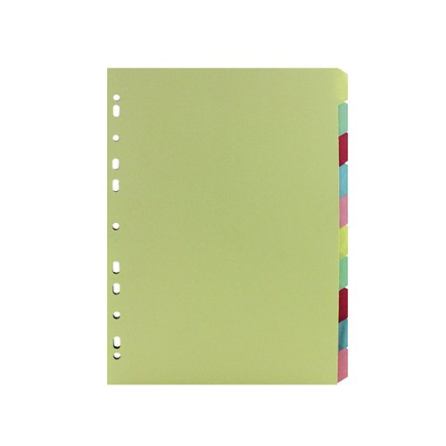 With these bright and attractive ten part dividers, you can start to get a handle on all those odd papers that get left lying around. The tabs have been left blank for you to write on, meaning you can get your work organised and labelled as you wish.