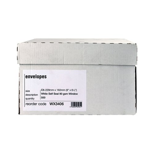 Envelope C5 Window 90gsm Self Seal White Boxed (Pack of 500) WX3406 -  - WX3406 - McArdle Computer and Office Supplies