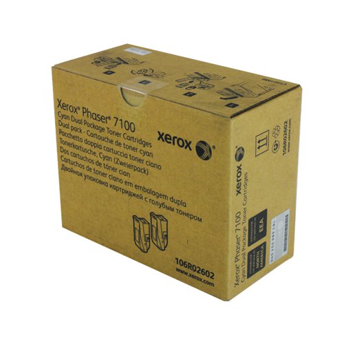 Xerox Phaser 7100 Cyan High Yield Toner Cartridge (Pack of 2)106R02602