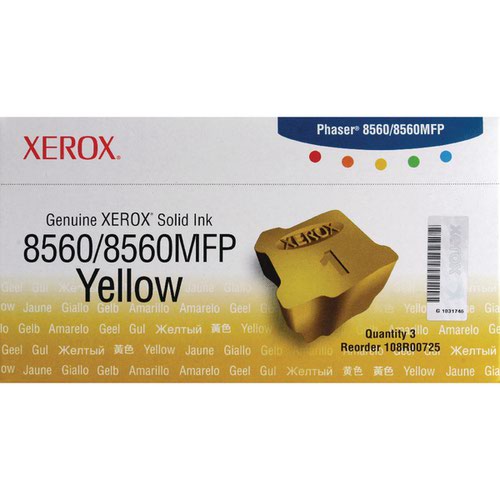 Xerox Phaser 8560 Yellow Solid Ink Stick (Pack of 3) 108R00725