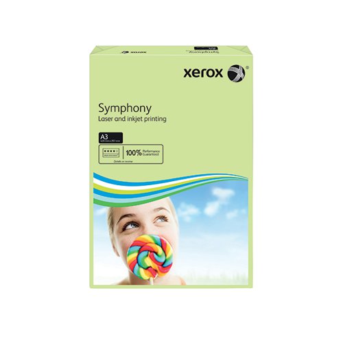 Xerox A3 Symphony Tinted 80gsm Pastel Green Copier Paper (Pack of 500) 003R91955
