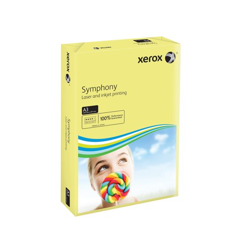 Xerox A3 Symphony Tinted 80gsm Pastel Yellow Copier Paper (Pack of 500) 003R91957 Xerox