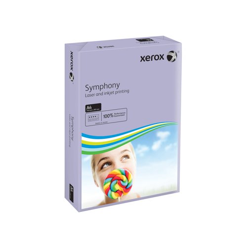 Looking to add some colour to your life? Xerox A4 Symphony Lilac Paper helps your documents stand out from the pack.  Created according to the exacting standards applied to all Xerox products, it has the same smooth surface, printability and excellent opacity we have come to expect.  Designed for high speed, high volume printing and compatible with all laser, inkjet and copier printers, this 80gsm paper is nothing less than the very best.