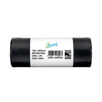 2Work Refuse Sack 100 Litre 20 Bags per Roll (Pack of 10) Black 2W06018