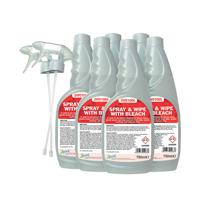 2Work Spray And Wipe With Bleach Trigger Spray 750ml (Pack of 6) 2W07245
