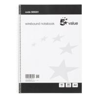 5 Star Value Wirebound Notebook 60gsm Ruled 100 Pages A4 Black/White (Pack of 10)