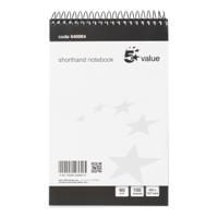 5 Star Value Shorthand Pad Wirebound 60gsm Ruled 300pp 127x200mm Black/White (Pack of 5)