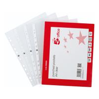 5 Star Office Punched Pocket Polypropylene Top-opening 70 Micron A4 Glass Clear (Pack of 100)