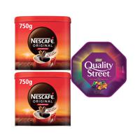 Nescafe Original Coffee Granules 750g x2 FOC Quality Street Tub 600g