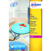 Avery Glossy Colour Full Face CD/DVD Laser Labels 2 Per Sheet (Pack of 25) L7760-25