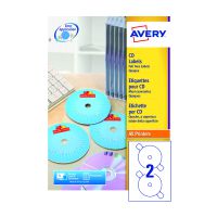 Avery White Full Face CD/DVD Laser Label 2 Per Sheet (Pack of 100) L7676-100