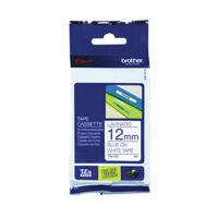 Brother P-Touch TZe Laminated Tape Cassette 12mm x 8m Blue on White Tape TZE233