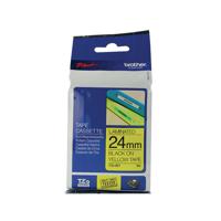 Brother P-Touch TZe Laminated Tape Cassette 24mm x 8m Black on Yellow Tape TZE651