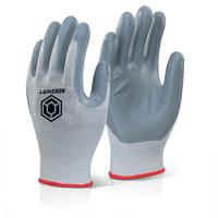 Beeswift Nitrile Foam Polyester Gloves (Pack of 10) Grey S