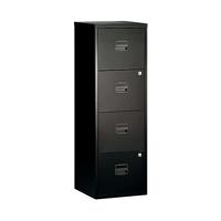 Bisley 4 Drawer Home Filing Cabinet A4 413x400x1282mm Black BY31003
