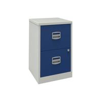 Bisley 2 Drawer Home Filing Cabinet A4 413x400x672mm Grey/Blue PFA2-8748