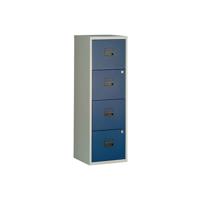 Bisley 4 Drawer Home Filing Cabinet A4 413x400x1282mm Grey/Blue BY78729