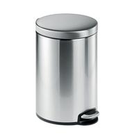 Durable Stainless Steel Pedal Bin Round 12 Litre Silver 340123
