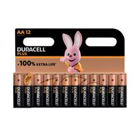 Duracell Plus AA Battery Alkaline 100% Extra Life (Pack of 12) 5009374